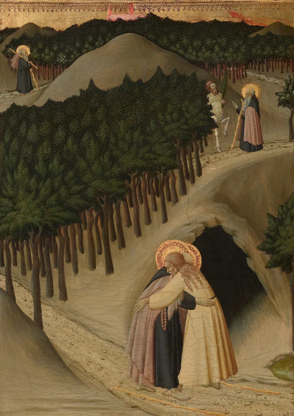 O encontro de Santo Antão, abade, com São Paulo Eremita, obra de Master of the Osservanza
