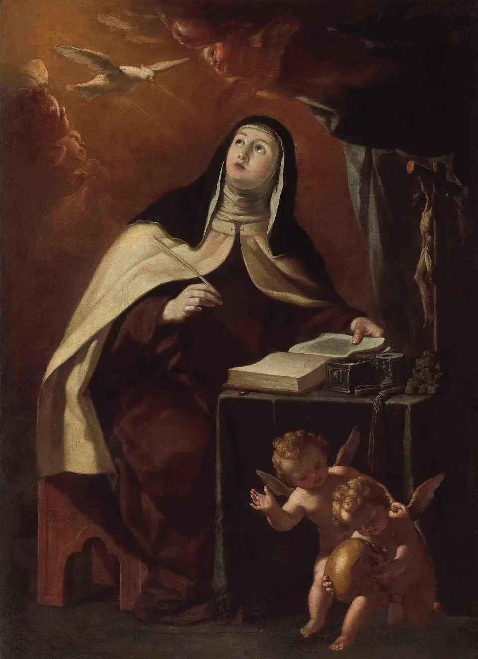 Pintura sacra ilustrativa: Santa Teresa de Jesus escrevendo, Antonio Palomino