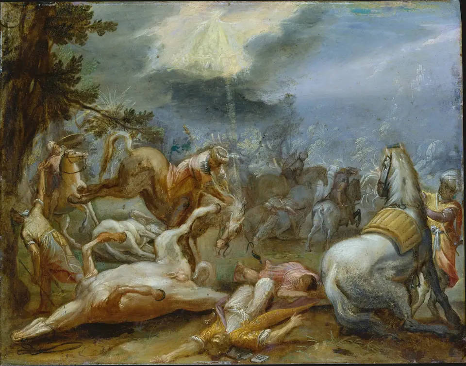 A conversão de São Paulo no caminho de Damasco, obra de Adam Elsheimer