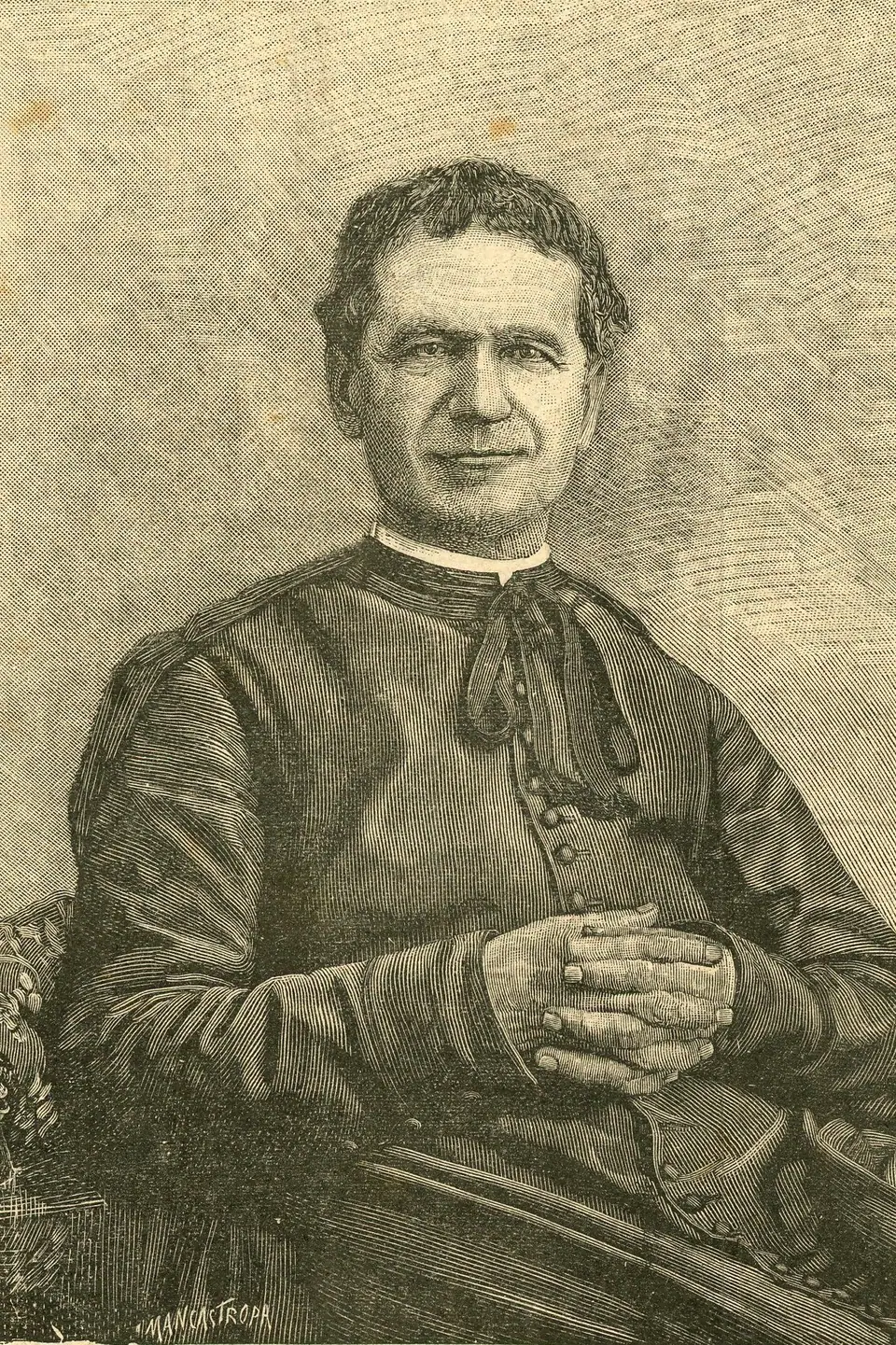 São João Bosco, obra de Ernesto Mancastroppa (1857 a 1909) (engraving)