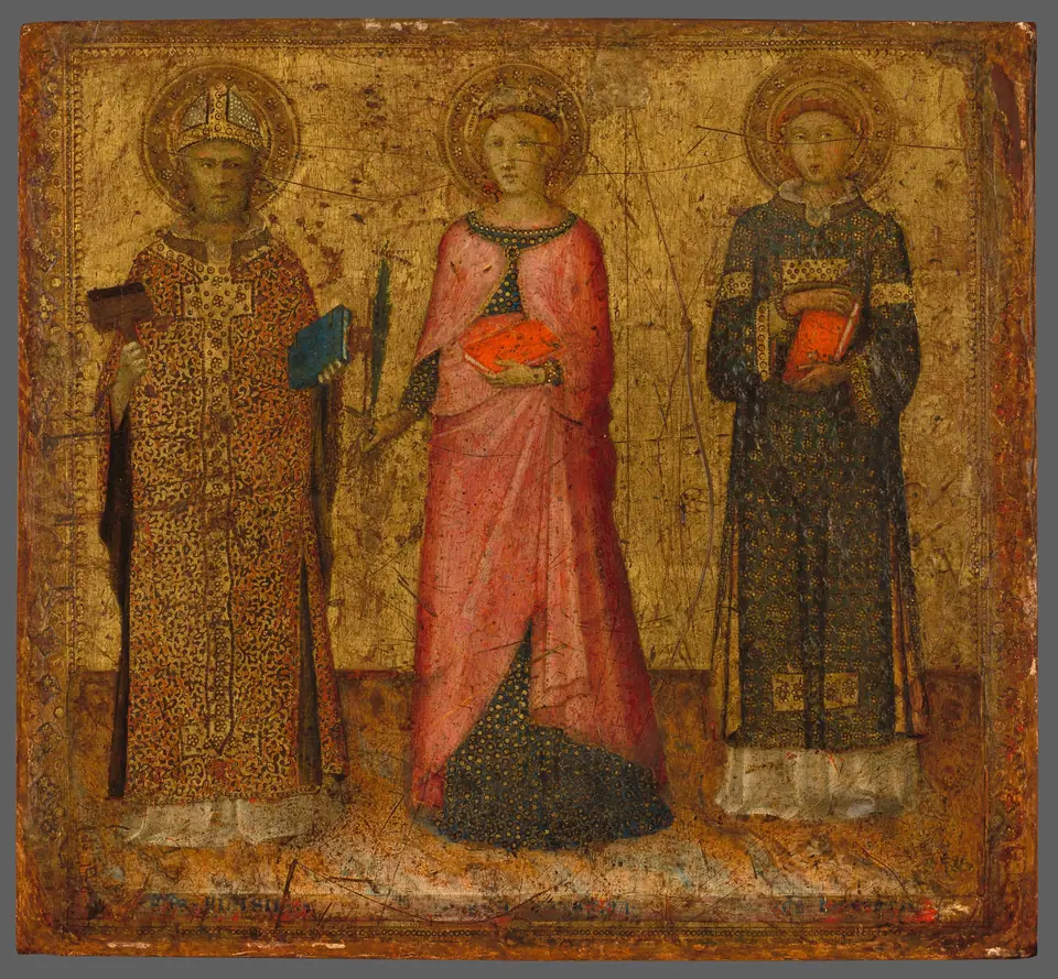 Pintura sacra ilustrativa: Saints Blaise, Catherine of Alexandria, and Lawrence, Naddo Ceccarelli
