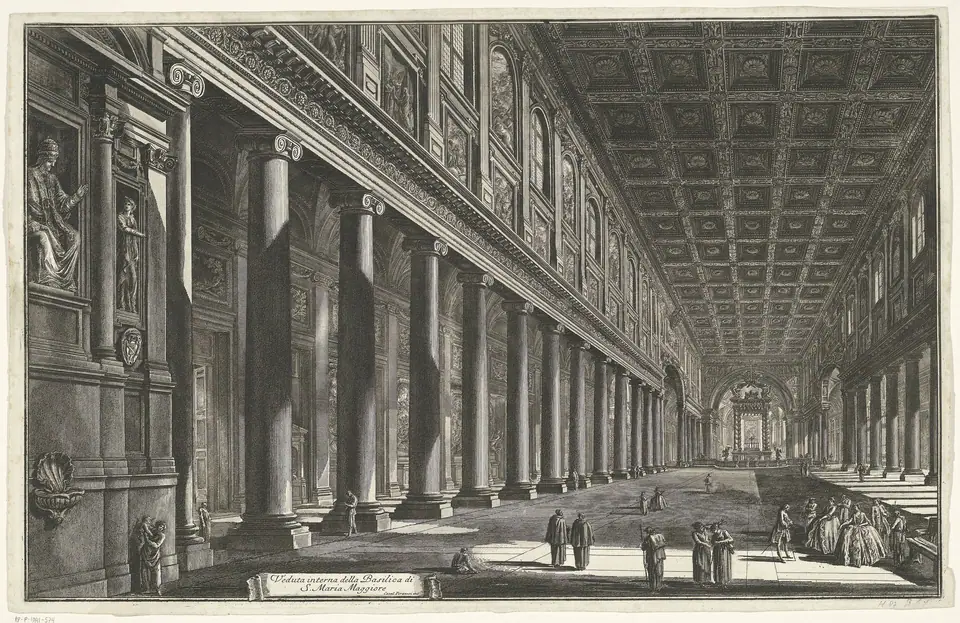 O interior da Basílica de Santa Maria Maior, em Roma, obra de autor desconhecido